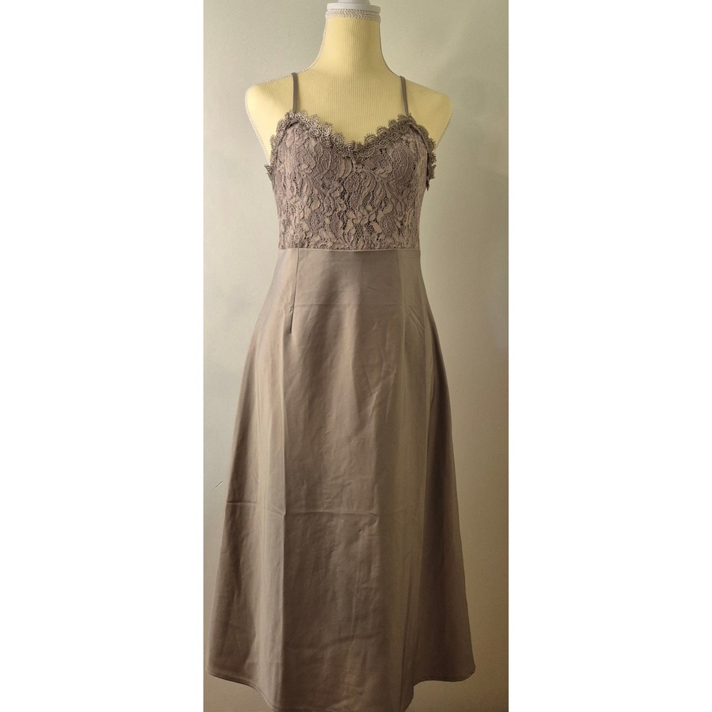 Vintage Inspired Lace Satin A-Line Maxi Dress Champagne HOCO Homecoming Formal